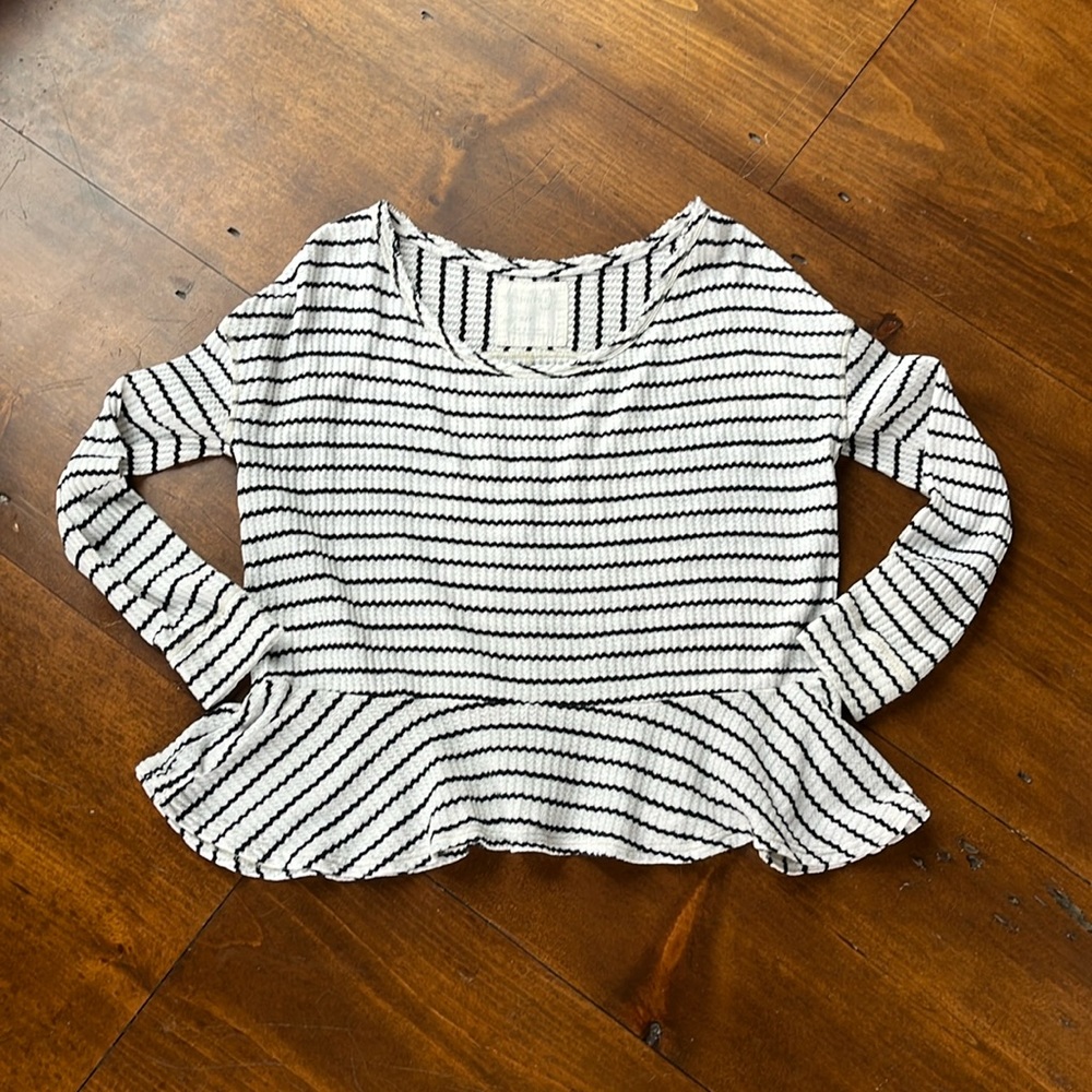 We The Free Striped Peplum Shirt - Sz S/P